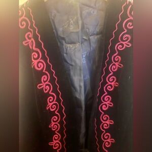 Handmade Velvet S/MEmbroidered Midi  Boho Statement Vest Central Asian